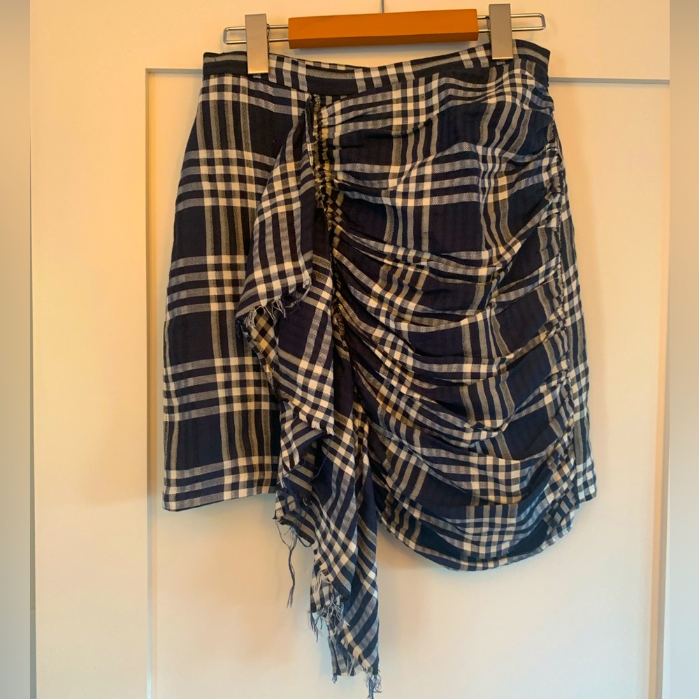 Blue and white mini skirt